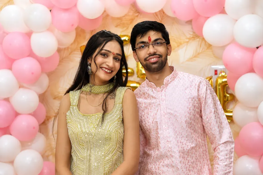 Avishi and Rahul at the Roka ceremony